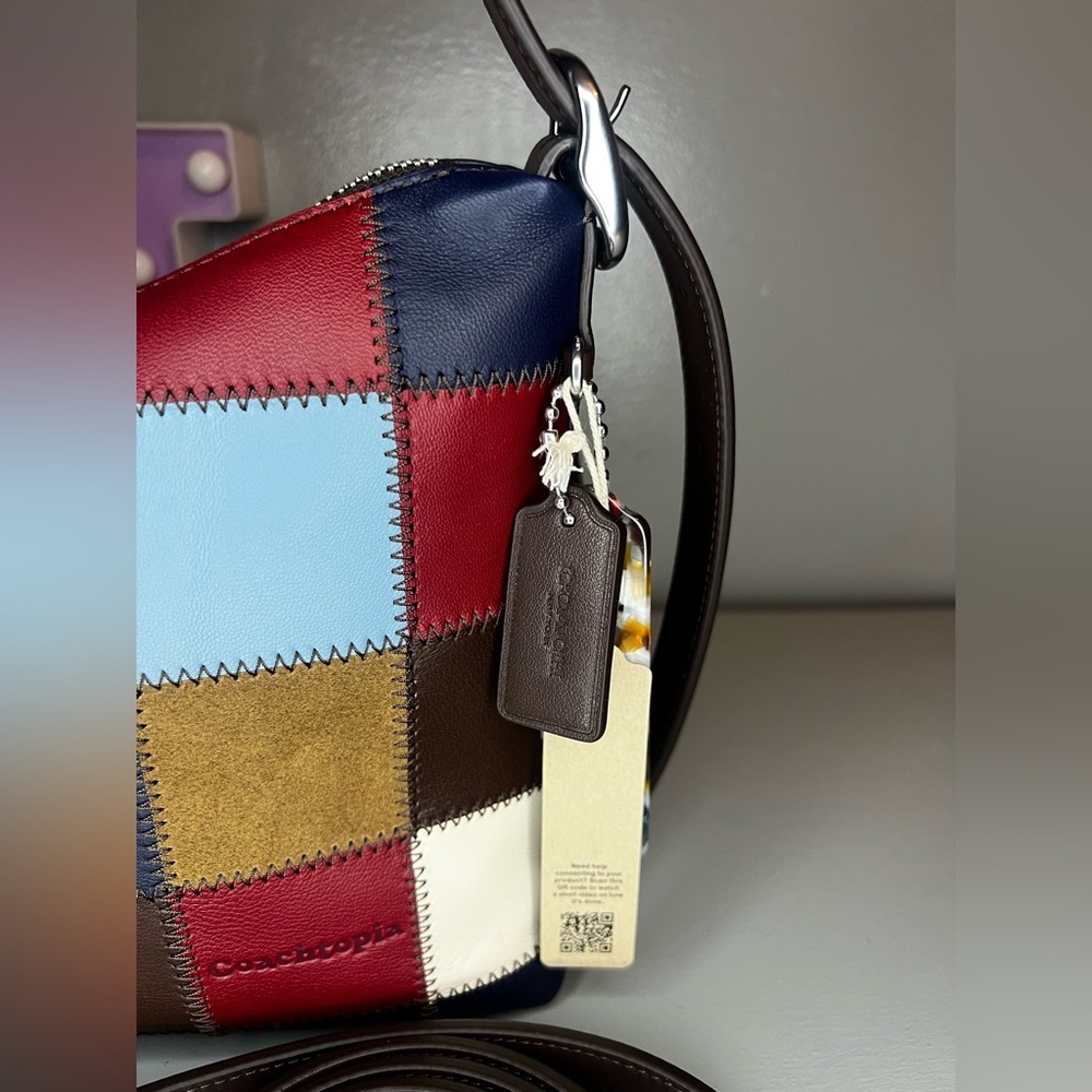 Coach Alter/Ego Shoulder Bag In Checkerboard Upcrafted Leather - Bluebell - Picture 10 of 10